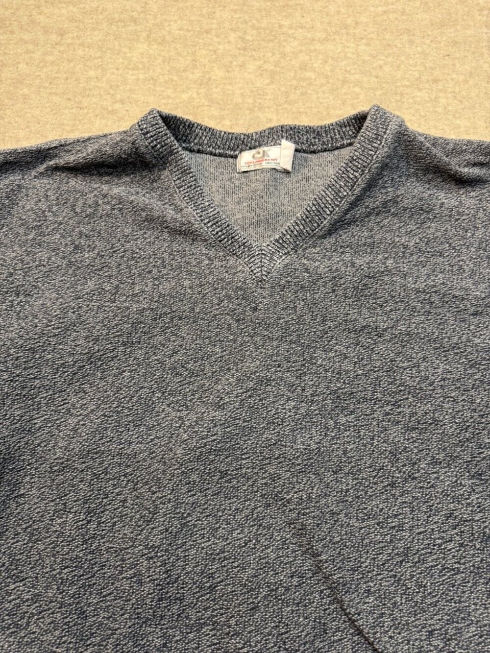 Vintage 90s Columbia Knit Made in USA Grey V-neck Sweater Men's Large - Picture 2 of 8